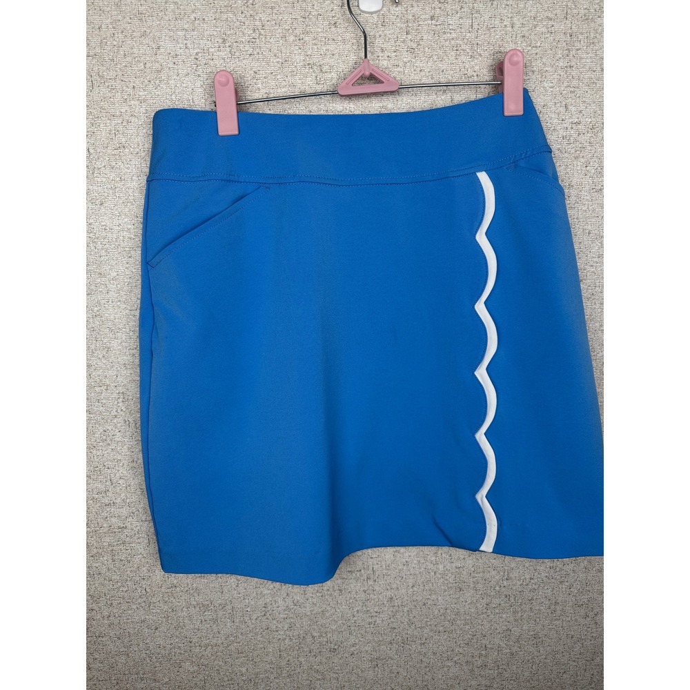 Lilly Pulitzer Luxletic Monica Scallop Skort 12 Blue Golf UPF 50 Tennis Pockets